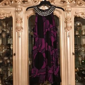 EUC AUW Bedazzled Tunic Top/ Dress Purple Black L
